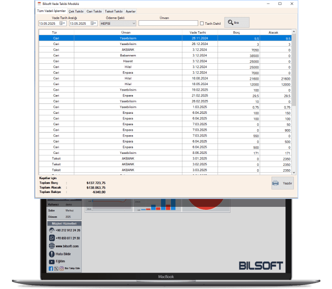 Bilsoft Vade Takibi Modülü ile Tahsilatlarınızı Zamanında Yönetin!